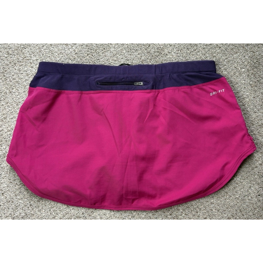 Nike Dri-Fit Athletic Skort Skirt Medium Pink Ruched Tennis Pickleball Golf - Picture 5 of 6
